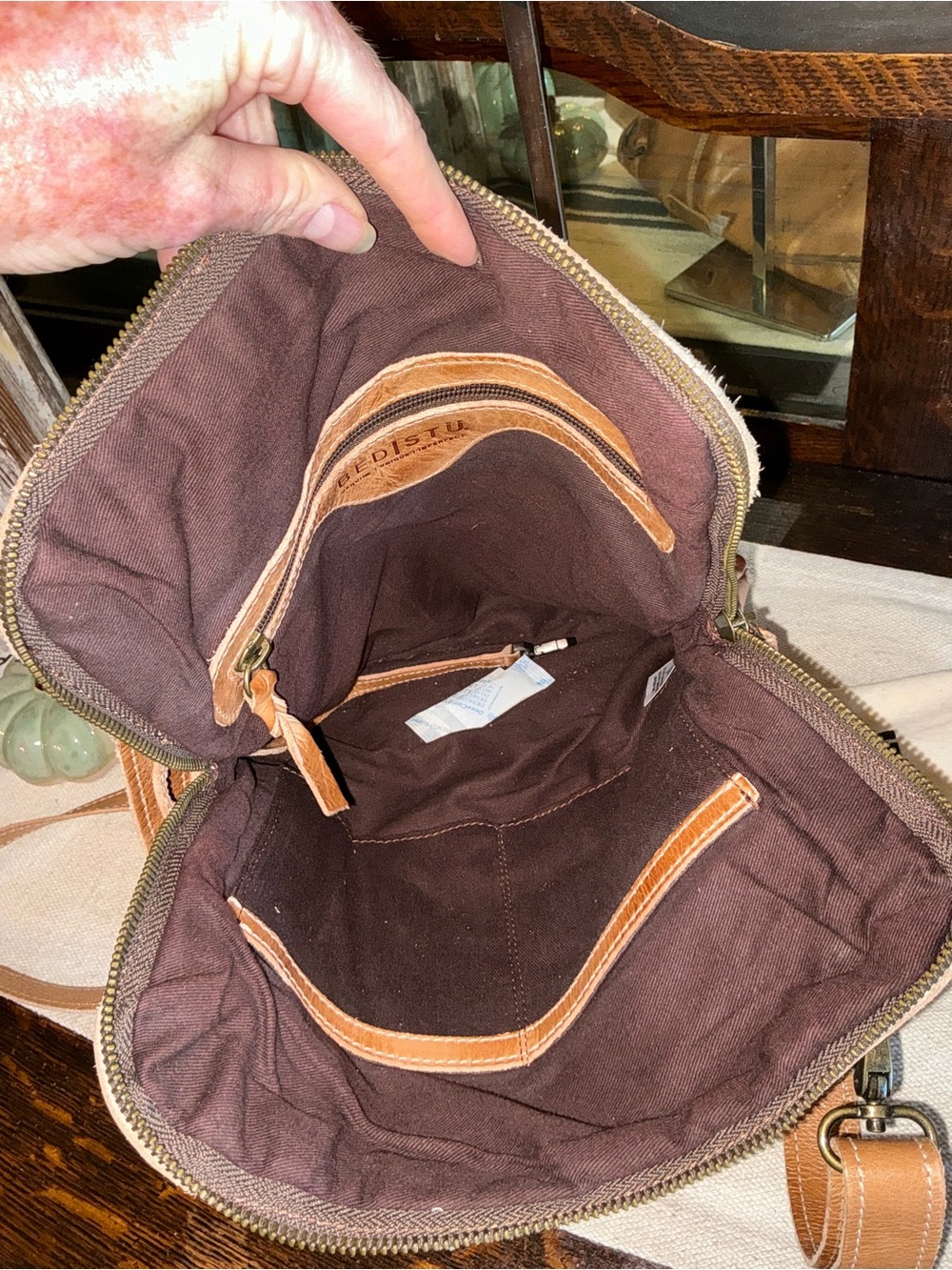 NWOT Bed Stu Aiken Leather Crossbody Convertible Bag Tan Rustic Retail $280 - Picture 14 of 15